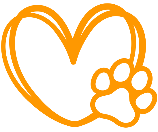 Icon eines Herzens mit einer Hundepfote darauf